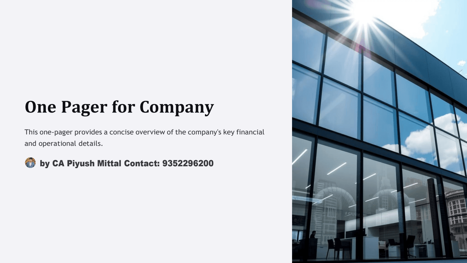 One Pager for Company