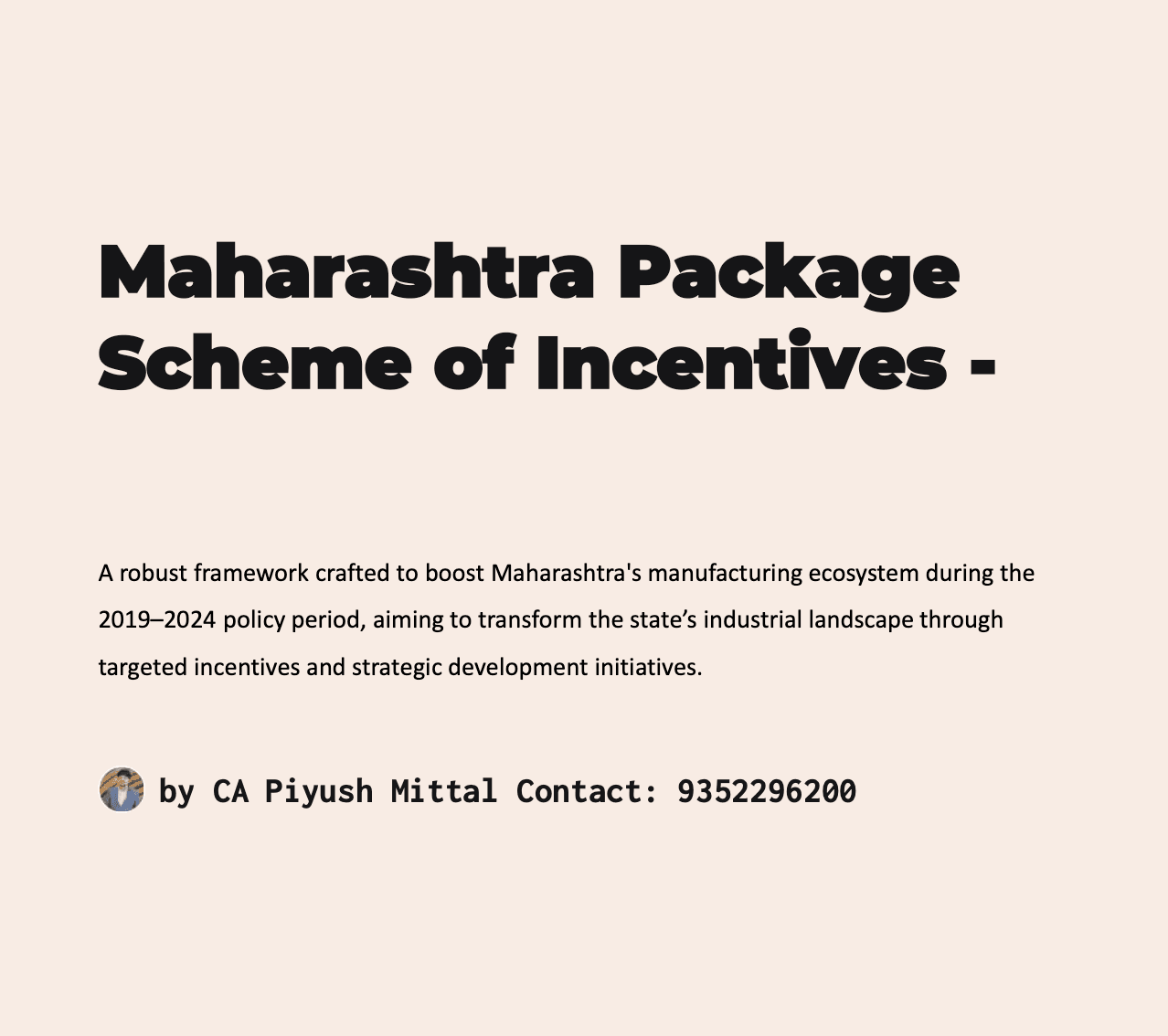Maharashtra Package Scheme of Incentives -